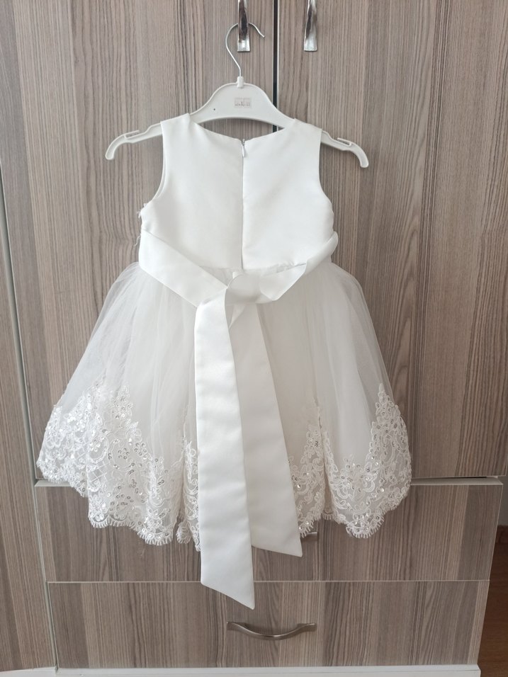 Kız Çocuk Beyaz Dantelli Elbise - Görsel 3