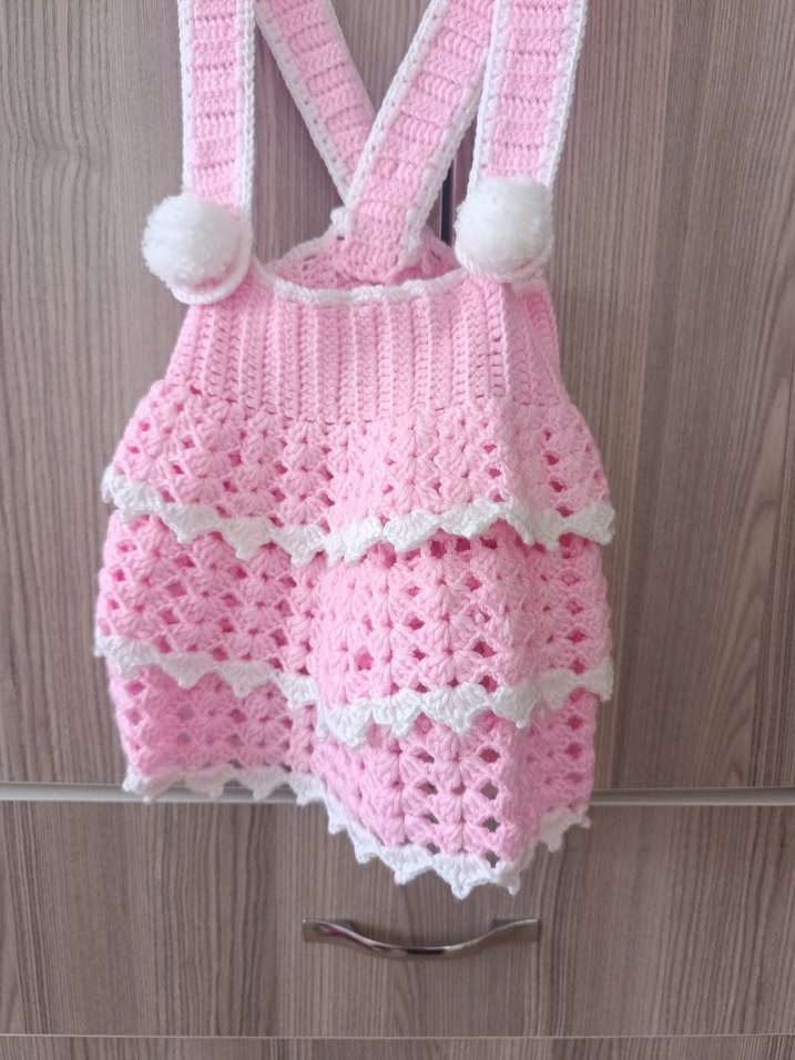 Dantel İşlemeli Pembe Bebek Tulum - Görsel 2