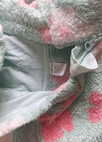 Pembe Çiçekli Peluş Kız Bebek Tulum - Görsel 3