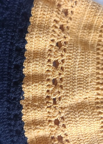 Sarı Nakışlı Örgü Bebek Kız Takımı - Görsel 3