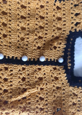 Sarı Nakışlı Örgü Bebek Kız Takımı - Görsel 4