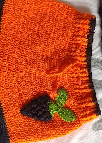 Turuncu Örgü Kız Bebek Kıyafet Seti - Görsel 3