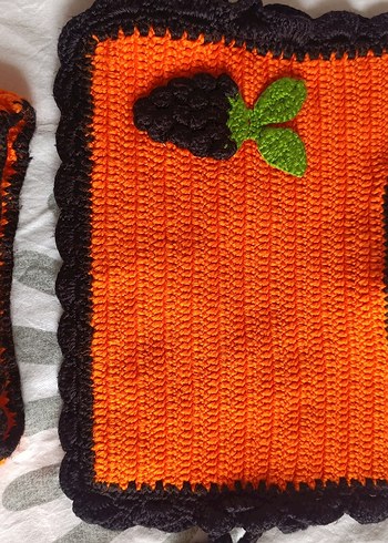 Turuncu Örgü Kız Bebek Kıyafet Seti - Görsel 4