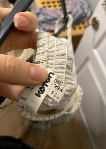 Bej Çizgili Uzun Askılı Keten Elbise - Görsel 3