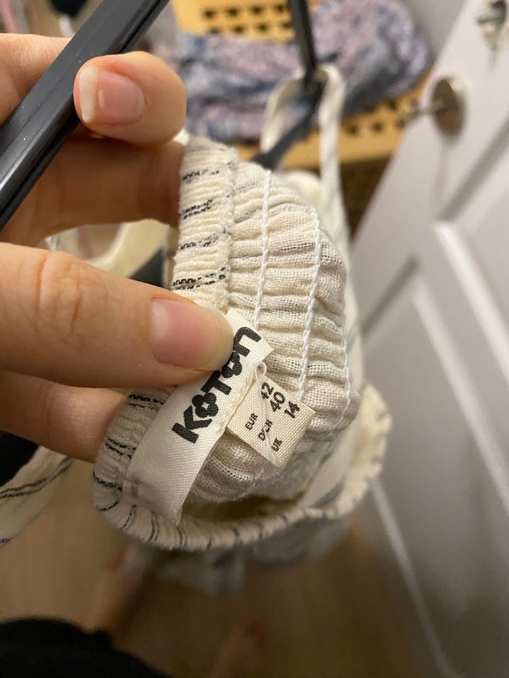 Bej Çizgili Uzun Askılı Keten Elbise - Görsel 3