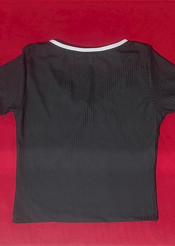 Kadın Siyah V Yaka Kısa Kollu Crop Top - Görsel 5