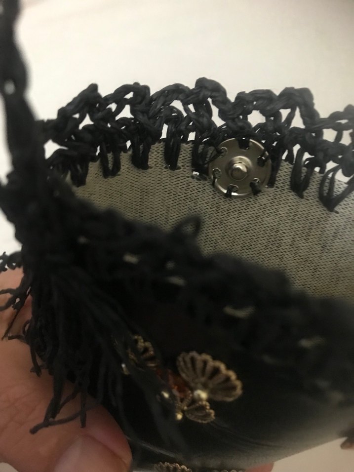 Kadın  deri Siyah İşlemeli Çanta - Görsel 5