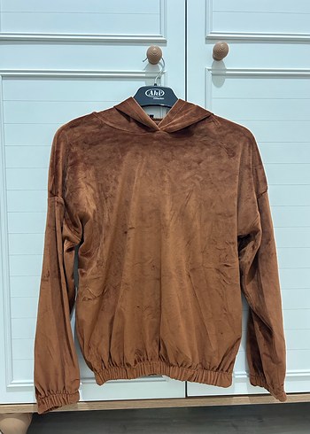 Kadın Kahverengi Süet Sweatshirt - Görsel 2