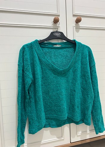 Turkuaz Kadın Triko Uzun Kollu Kazak - Görsel 2