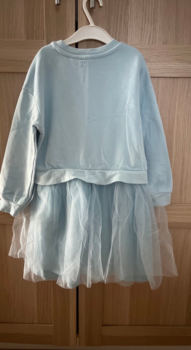 Elsa Mavi Uzun Kollu Kız Elbisesi Tül Etekli - Görsel 3