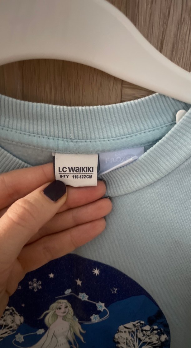 Elsa Mavi Uzun Kollu Kız Elbisesi Tül Etekli - Görsel 2