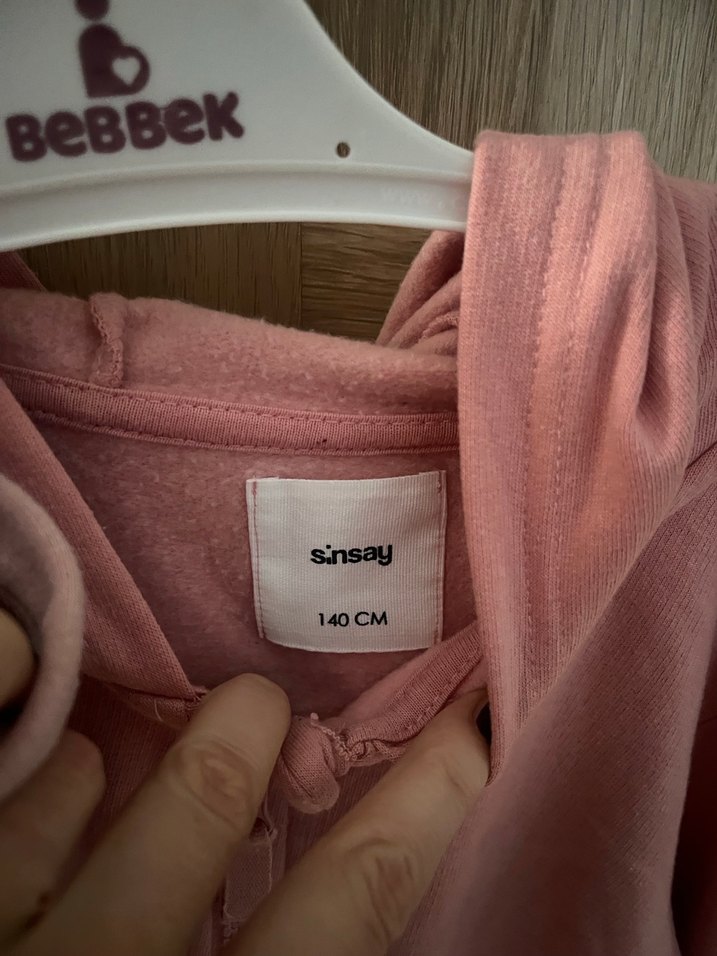 Kız Çocuk Pembe Kapüşonlu Fermuarlı Sweatshirt - Görsel 3