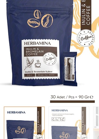 Herbamina Inulin & Bromelain Kahve 30'lu