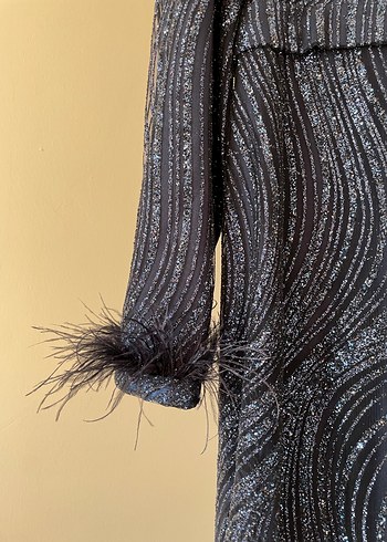 Lacivert İşlemeli Uzun Bohem Kadın Elbise - Görsel 3