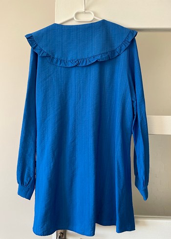 Nakışlı Mavi Uzun Kollu Kadın Gömlek - Görsel 3