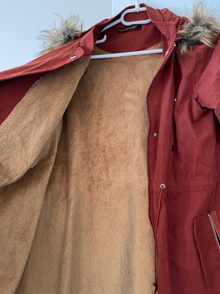 Kahverengi Süet Kadın Kış Montu - Görsel 4