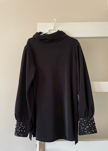 Drapeli Siyah Midi Kumaş Pantolon - Görsel 5