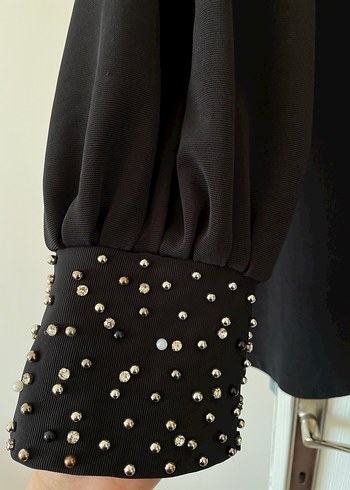 Drapeli Siyah Midi Kumaş Pantolon - Görsel 7