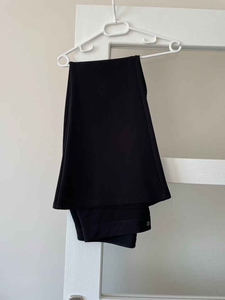 Drapeli Siyah Midi Kumaş Pantolon - Görsel 2