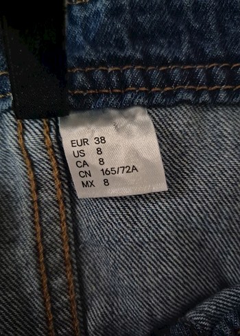 H&M Düğmeli Mavi Kot Midi Tulum - Görsel 3