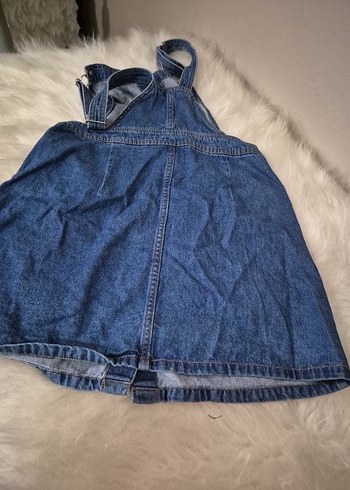 H&M Düğmeli Mavi Kot Midi Tulum - Görsel 4