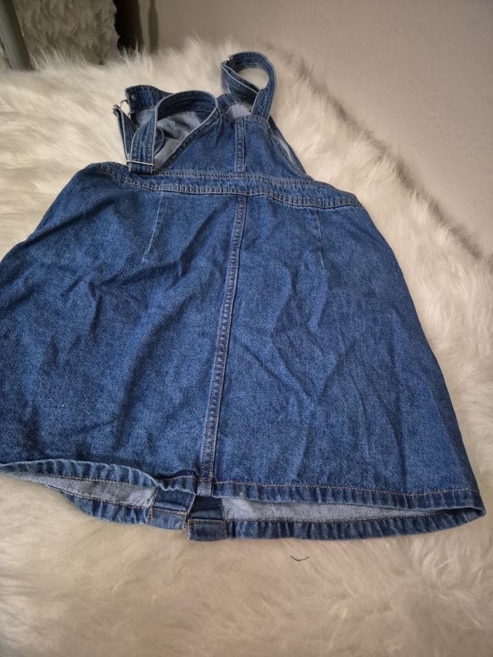 H&M Düğmeli Mavi Kot Midi Tulum - Görsel 4