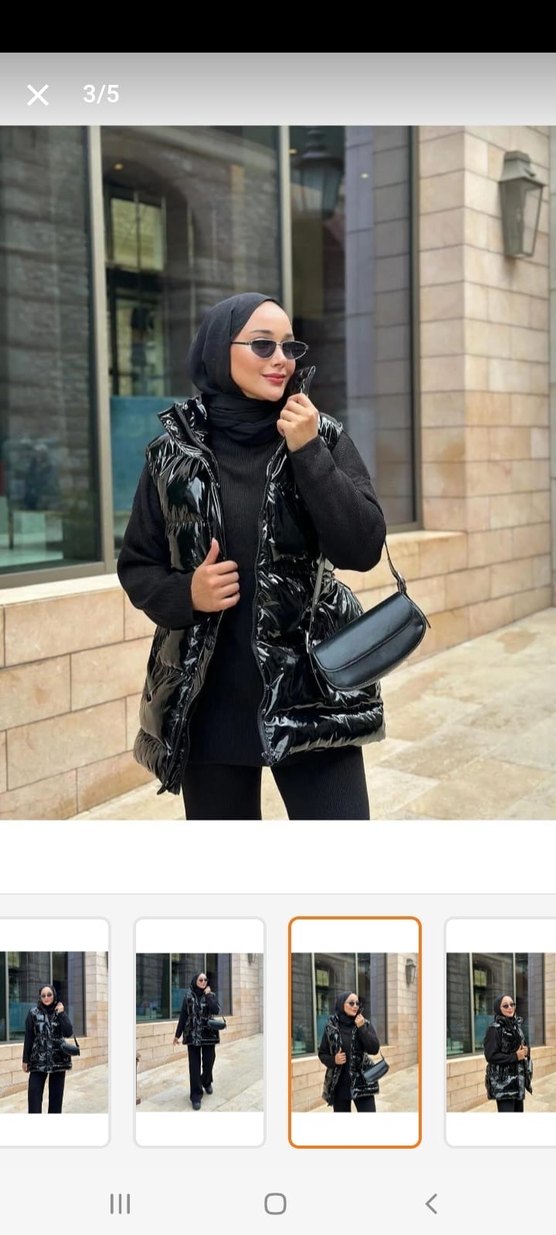 Siyah Parlak Uzun Kadın Şişme Yelek - Görsel 2