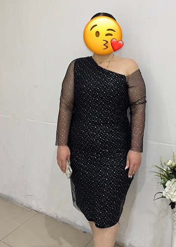 Siyah Straplez Payetli Midi Elbise - Görsel 3