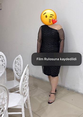 Siyah Straplez Payetli Midi Elbise - Ana görsel