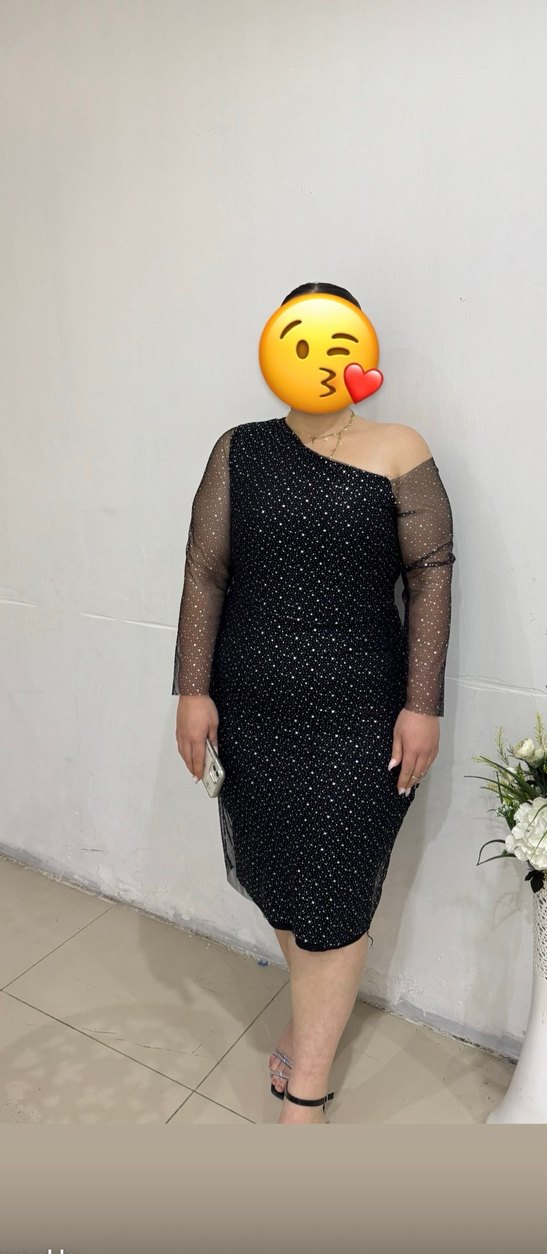 Siyah Straplez Payetli Midi Elbise - Görsel 3