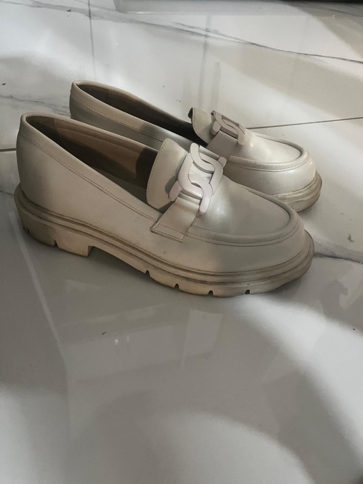 Bej Tokalı Kadın Loafer Blok Topuklu - Görsel 2