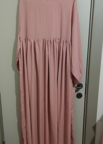 46 Beden pembe Renk Pembe Uzun Keten Salaş Elbise