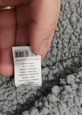 4 Yaş Beden Gri Erkek Çocuk Denim Ceket Düğmeli