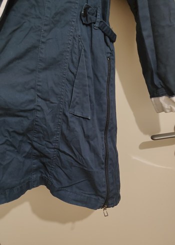 Düğmeli Lacivert Midi Denim Kadın Ceket - Görsel 5