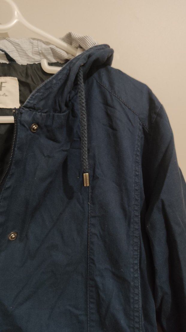 Düğmeli Lacivert Midi Denim Kadın Ceket - Görsel 3