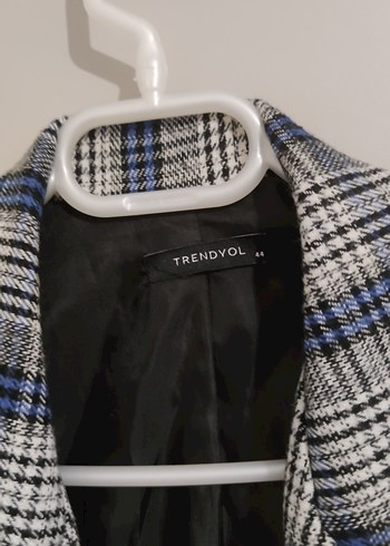 Gri Ekose Desenli Düğmeli Kadın Blazer - Görsel 2
