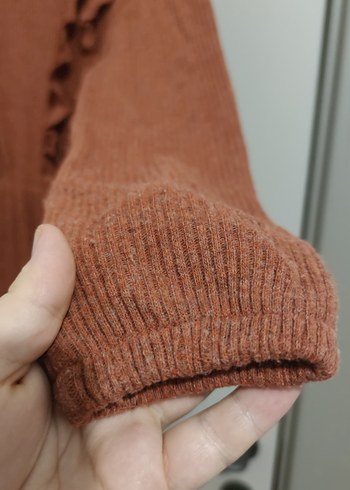 Kahverengi Uzun Kollu Triko Elbise - Görsel 3