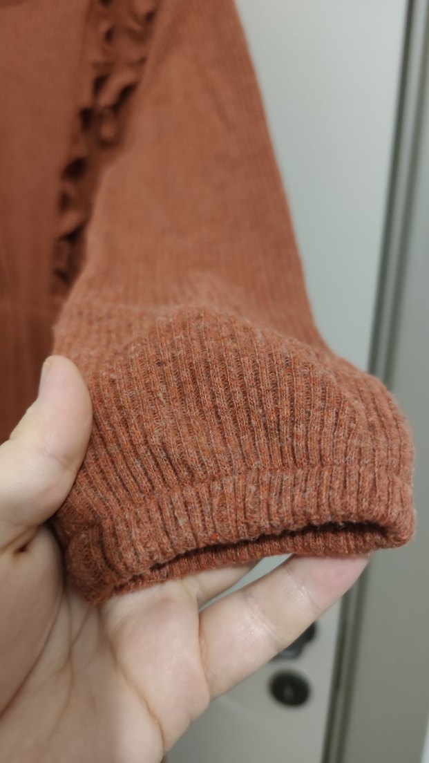 Kahverengi Uzun Kollu Triko Elbise - Görsel 3