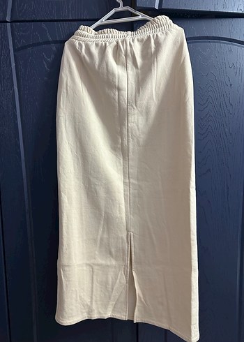 Beyaz Rahat Kesim Keten Kadın etek - Görsel 3