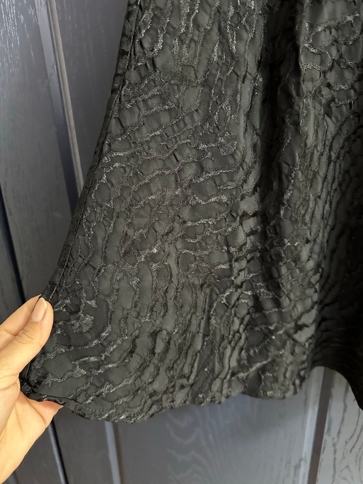 Drapeli Siyah Uzun Kadın Etek - Görsel 2