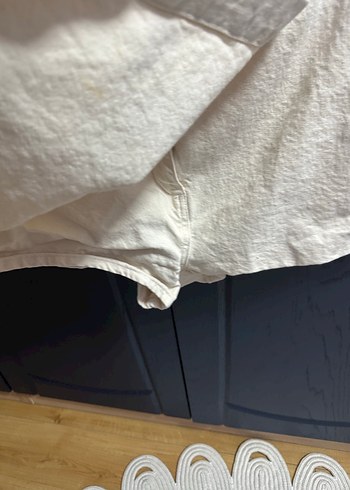 Düğmeli Beyaz Keten Hamile Mini Şort - Görsel 2