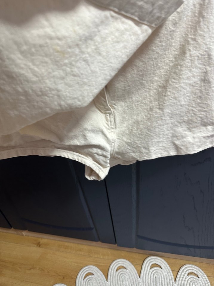 Düğmeli Beyaz Keten Hamile Mini Şort - Görsel 2