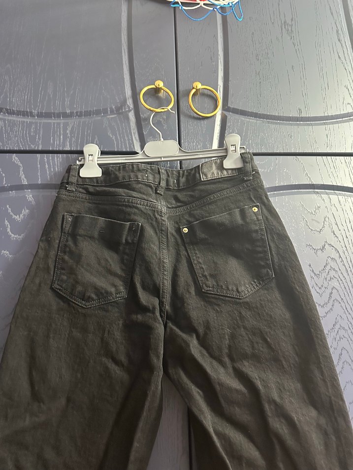 Kadın Siyah Bol Kesim Midi Kot Pantolon - Görsel 5