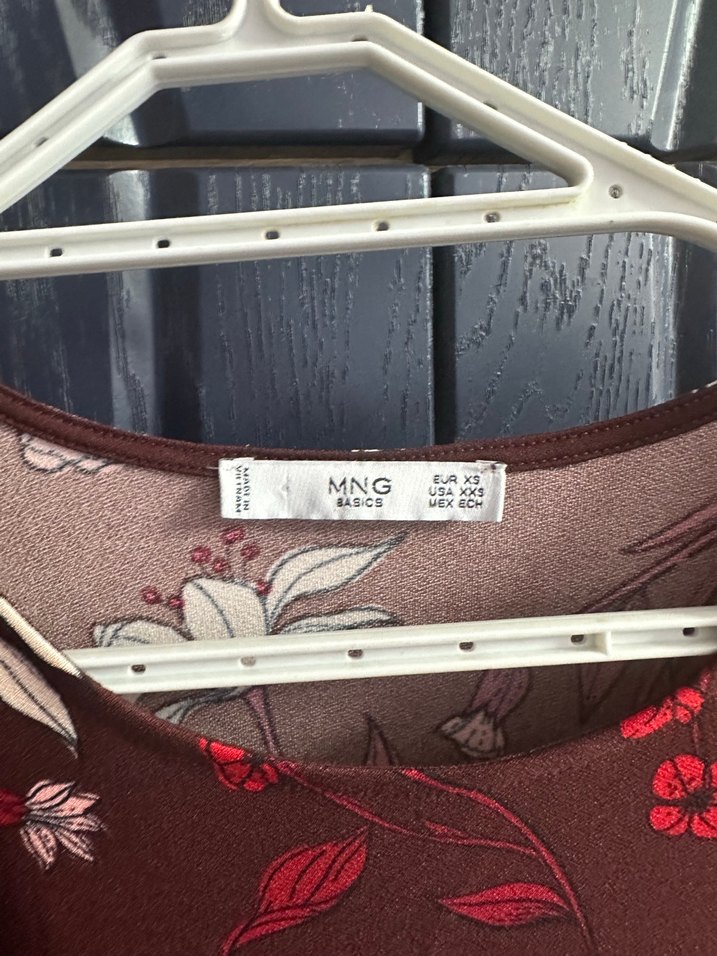 Bordo Çiçek Desenli  Midi Elbise - Görsel 3