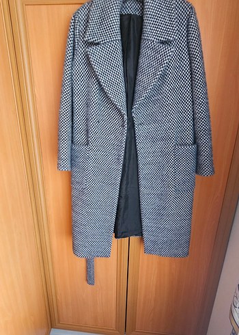 lacivert, beyaz Kareli kadın kürk - Görsel 5