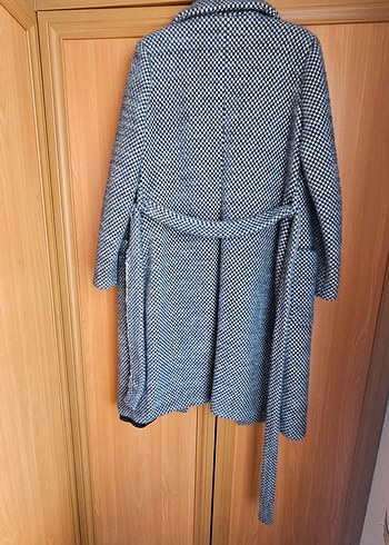 lacivert, beyaz Kareli kadın kürk - Görsel 4