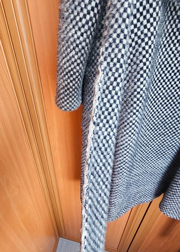 lacivert, beyaz Kareli kadın kürk - Görsel 3