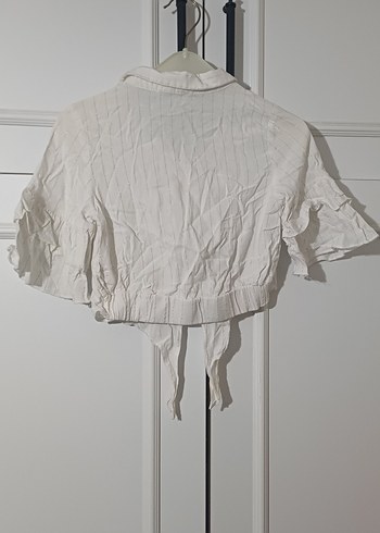 Kısa Kollu Keten Mini Gömlek - Görsel 4