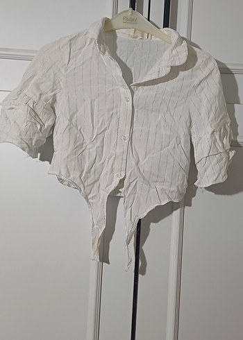 Kısa Kollu Keten Mini Gömlek - Görsel 2