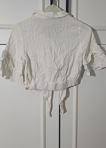 Kısa Kollu Keten Mini Gömlek - Görsel 5